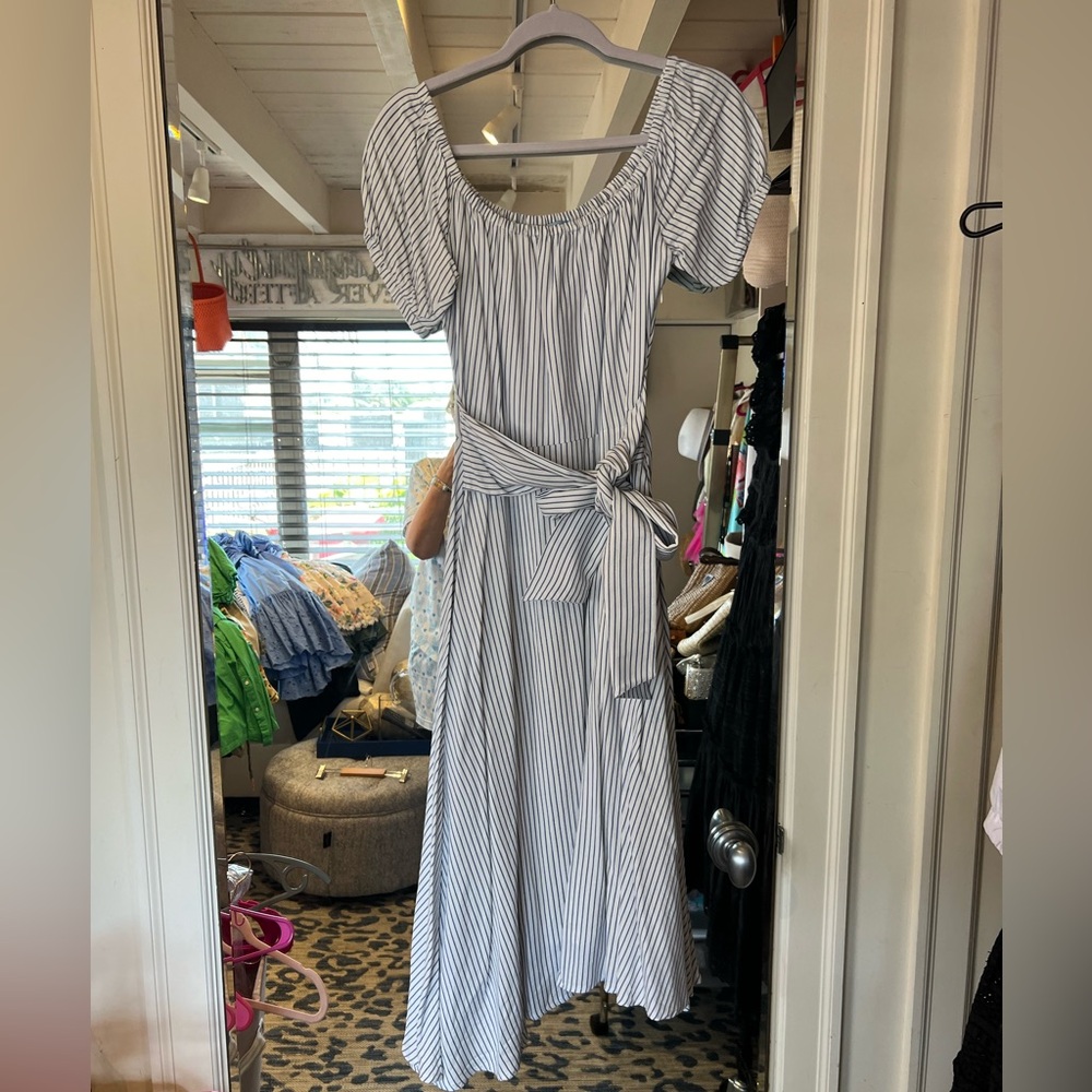 Antonio Melani blue and white striped midi dress size 6